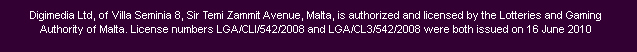 Authorized and licensed by the LGA of Malta