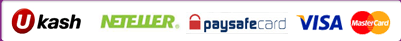 Ukash, Neteller, Paysafecard, Visa, MasterCard